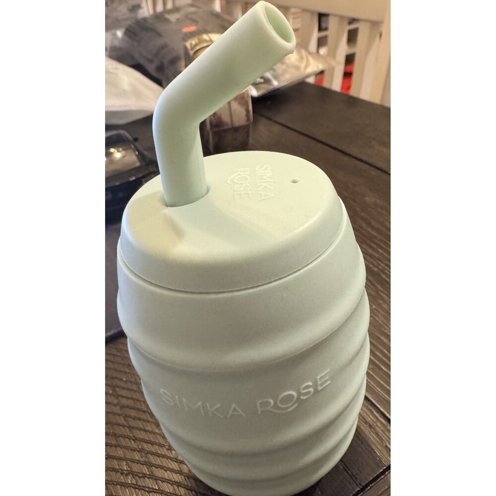 New Simka Rose Light Green Silicone Sippy Cup/Straw Toddler